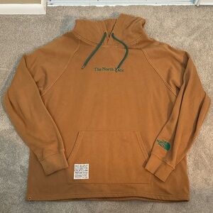 The North Face Men's Rust Brown Hoodie with Green Accents